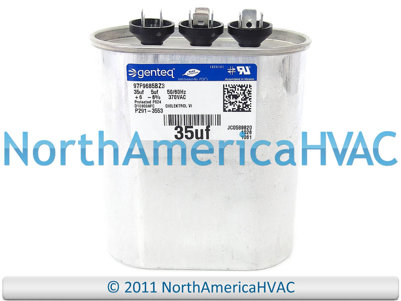 Capcom GE Genteq Dual Run Capacitor Oval 35/5 uf MFD 370
